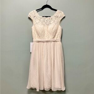 Azazie‎ Shivani Lace Chiffon Bridesmaid Dress Rose Petal Pink A8 185961